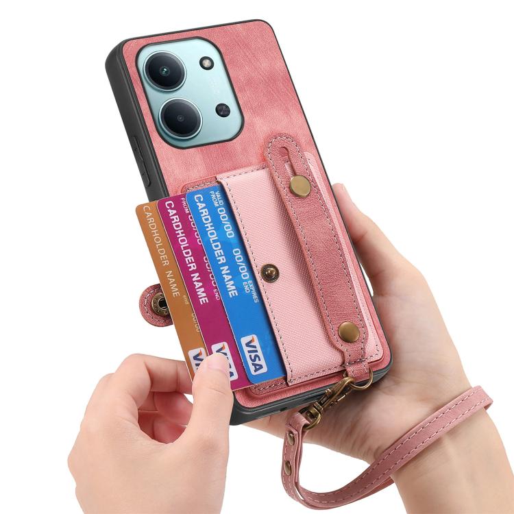 For Redmi 15C 5G / 4G Global 171mm Retro Cross Wristband Wallet Leather Back Phone Case