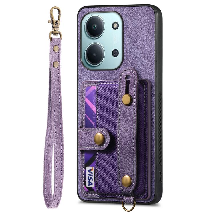 For Redmi 15C 5G / 4G Global 171mm Retro Cross Wristband Wallet Leather Back Phone Case