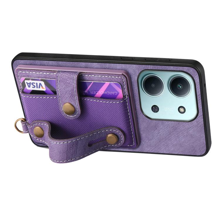 For Redmi 15C 5G / 4G Global 171mm Retro Cross Wristband Wallet Leather Back Phone Case