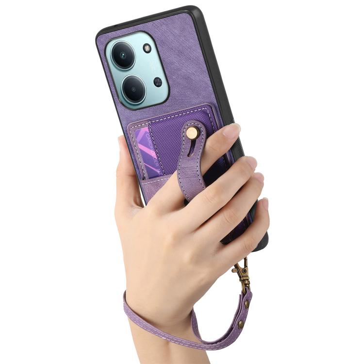 For Redmi 15C 5G / 4G Global 171mm Retro Cross Wristband Wallet Leather Back Phone Case