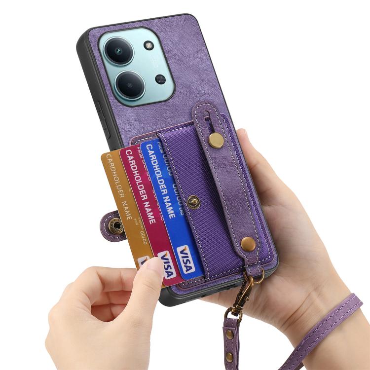 For Redmi 15C 5G / 4G Global 171mm Retro Cross Wristband Wallet Leather Back Phone Case