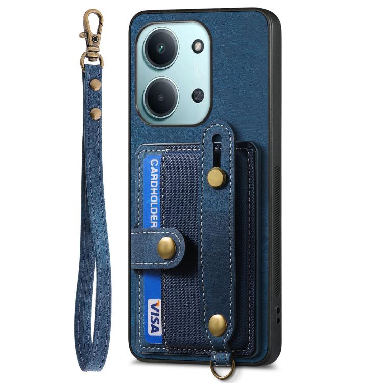 For Redmi 15C 5G / 4G Global 171mm Retro Cross Wristband Wallet Leather Back Phone Case