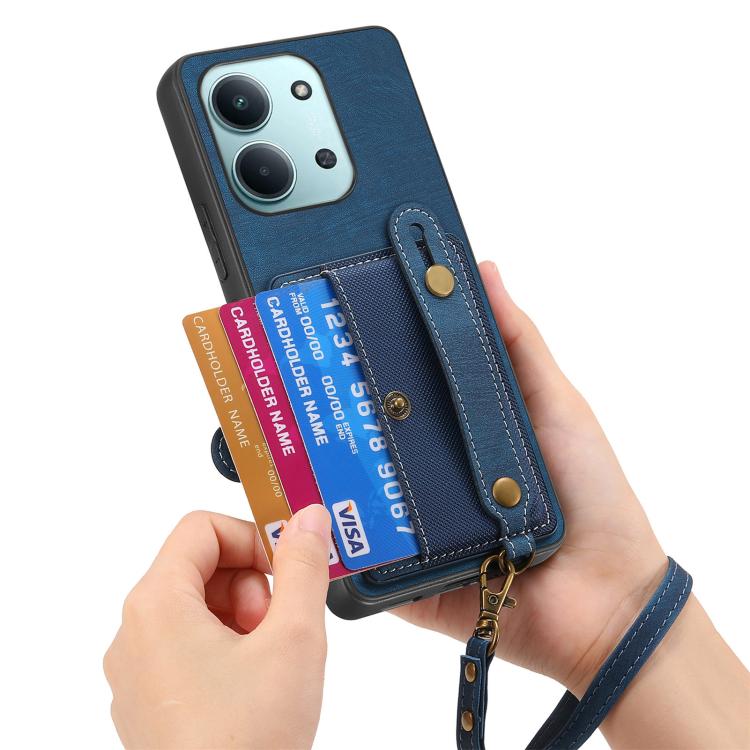 For Redmi 15C 5G / 4G Global 171mm Retro Cross Wristband Wallet Leather Back Phone Case