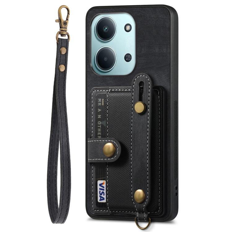 For Redmi 15C 5G / 4G Global 171mm Retro Cross Wristband Wallet Leather Back Phone Case