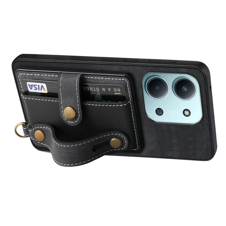 For Redmi 15C 5G / 4G Global 171mm Retro Cross Wristband Wallet Leather Back Phone Case