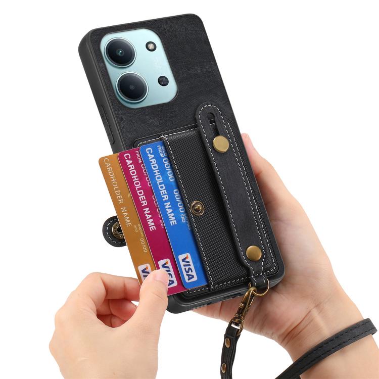 For Redmi 15C 5G / 4G Global 171mm Retro Cross Wristband Wallet Leather Back Phone Case