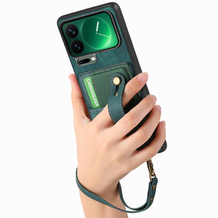 For Xiaomi 17 Pro Retro Cross Wristband Wallet Leather Back Phone Case