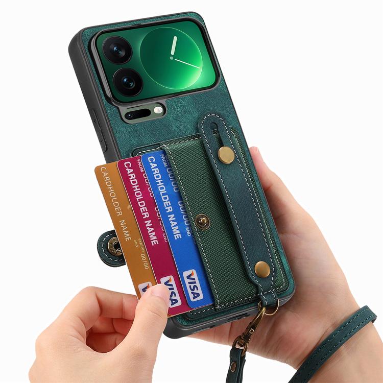 For Xiaomi 17 Pro Retro Cross Wristband Wallet Leather Back Phone Case