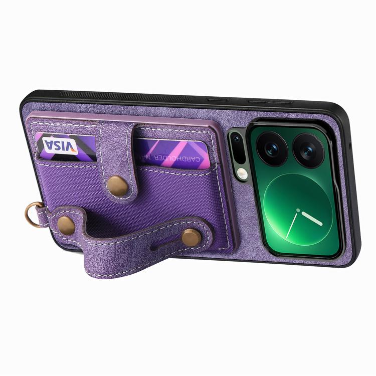 For Xiaomi 17 Pro Retro Cross Wristband Wallet Leather Back Phone Case