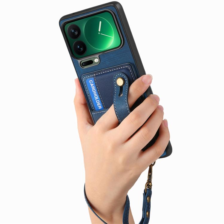 For Xiaomi 17 Pro Retro Cross Wristband Wallet Leather Back Phone Case