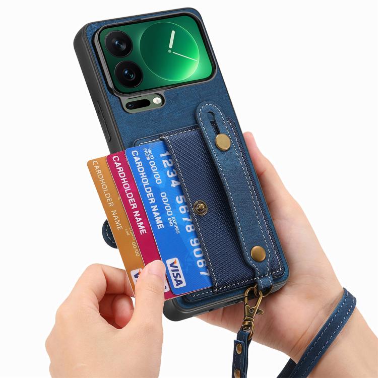 For Xiaomi 17 Pro Retro Cross Wristband Wallet Leather Back Phone Case