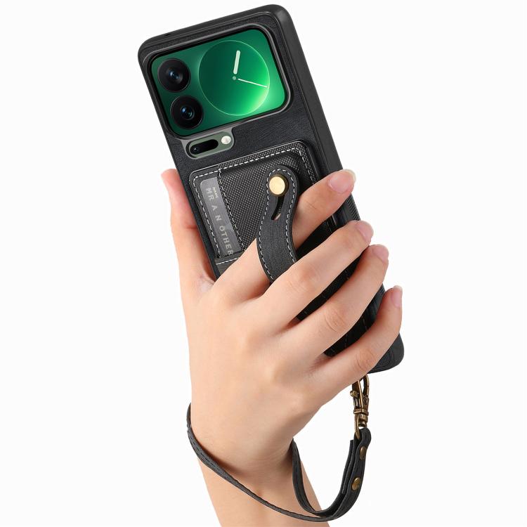For Xiaomi 17 Pro Retro Cross Wristband Wallet Leather Back Phone Case