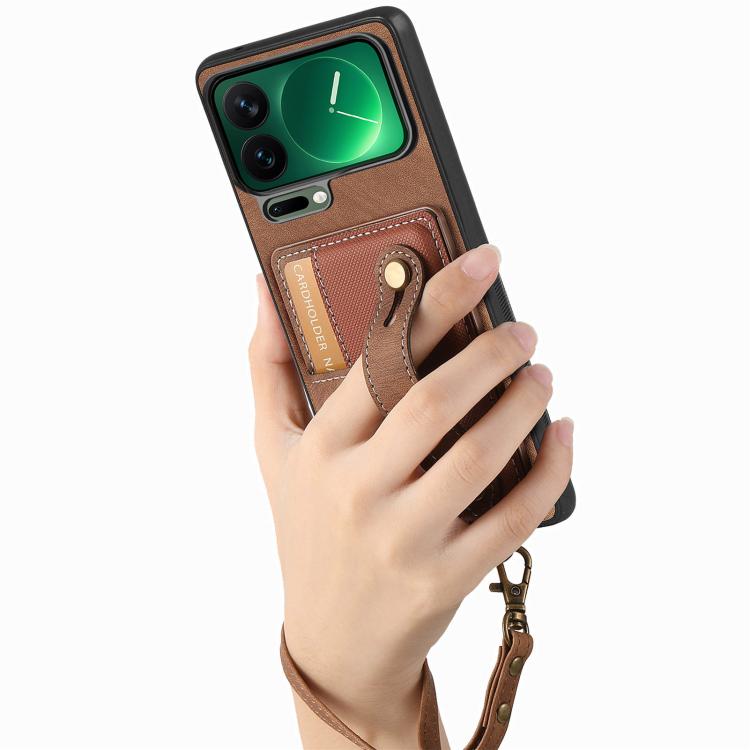 For Xiaomi 17 Pro Max Retro Cross Wristband Wallet Leather Back Phone Case