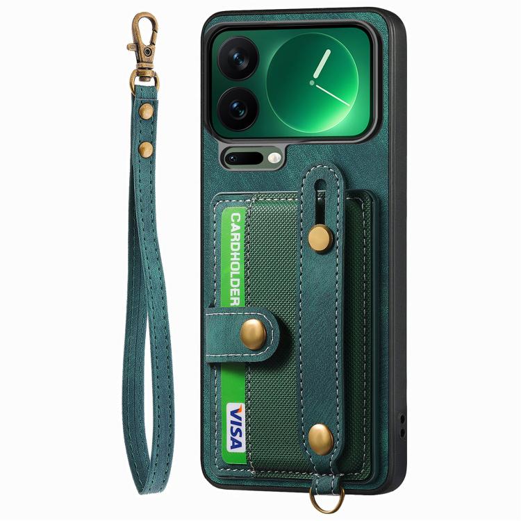 For Xiaomi 17 Pro Max Retro Cross Wristband Wallet Leather Back Phone Case