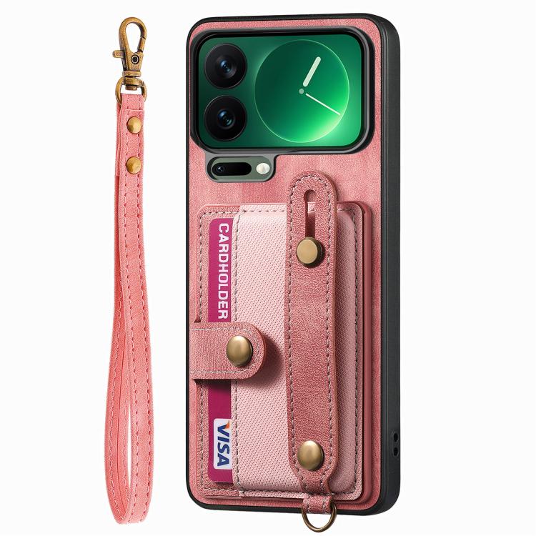 For Xiaomi 17 Pro Max Retro Cross Wristband Wallet Leather Back Phone Case