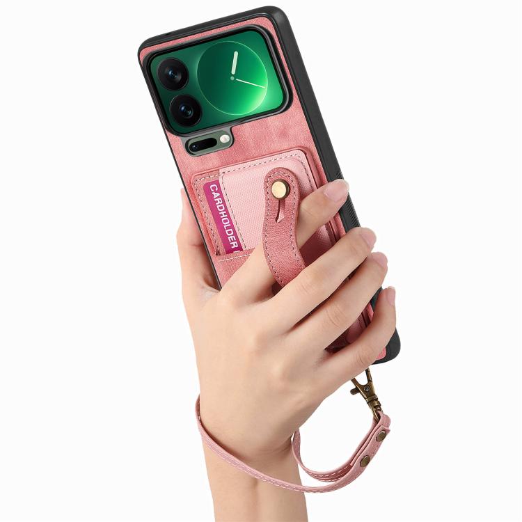 For Xiaomi 17 Pro Max Retro Cross Wristband Wallet Leather Back Phone Case