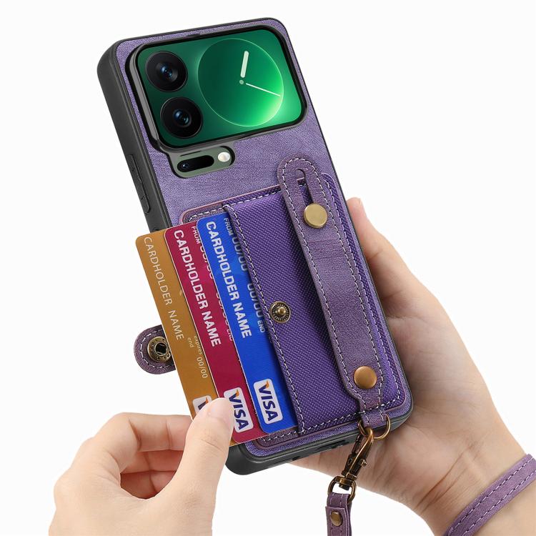 For Xiaomi 17 Pro Max Retro Cross Wristband Wallet Leather Back Phone Case