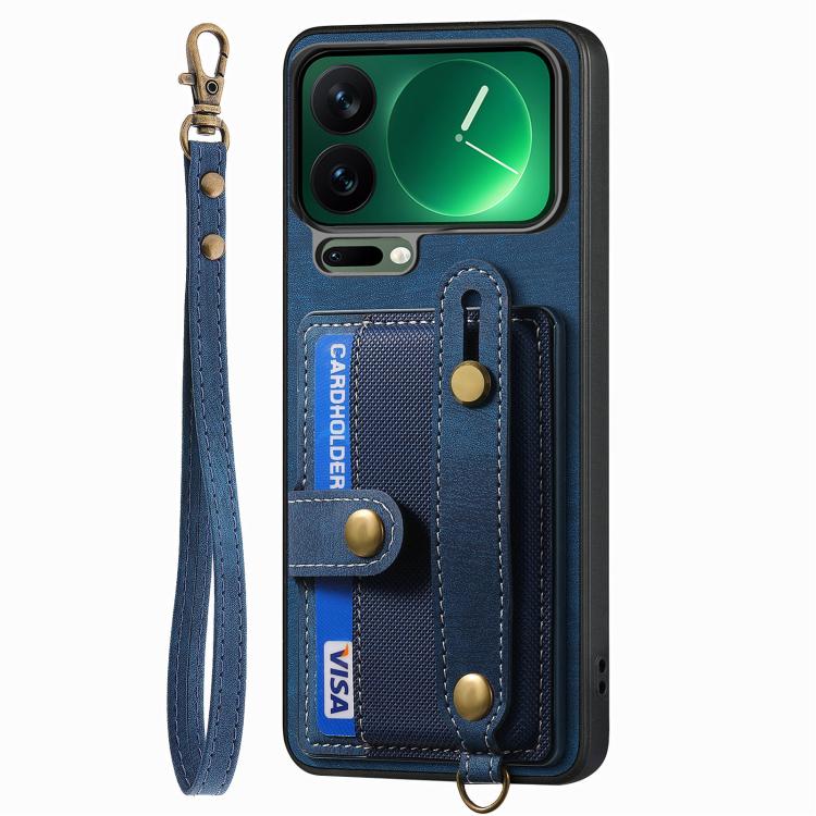 For Xiaomi 17 Pro Max Retro Cross Wristband Wallet Leather Back Phone Case