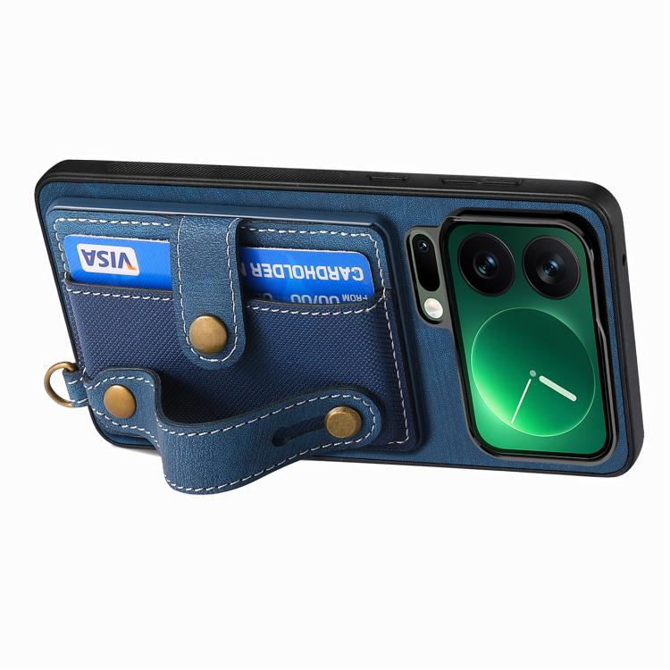 For Xiaomi 17 Pro Max Retro Cross Wristband Wallet Leather Back Phone Case