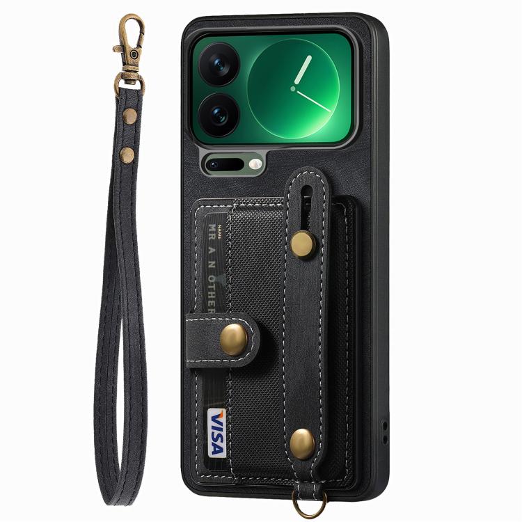 For Xiaomi 17 Pro Max Retro Cross Wristband Wallet Leather Back Phone Case