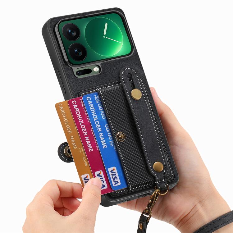 For Xiaomi 17 Pro Max Retro Cross Wristband Wallet Leather Back Phone Case