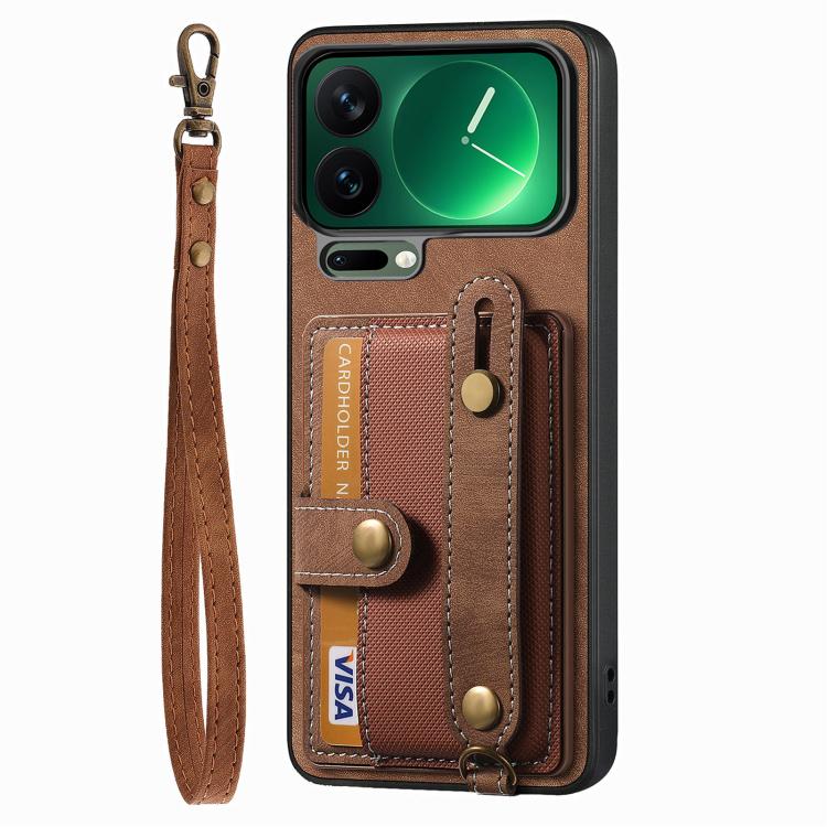 For Xiaomi 15T Pro Retro Cross Wristband Wallet Leather Back Phone Case