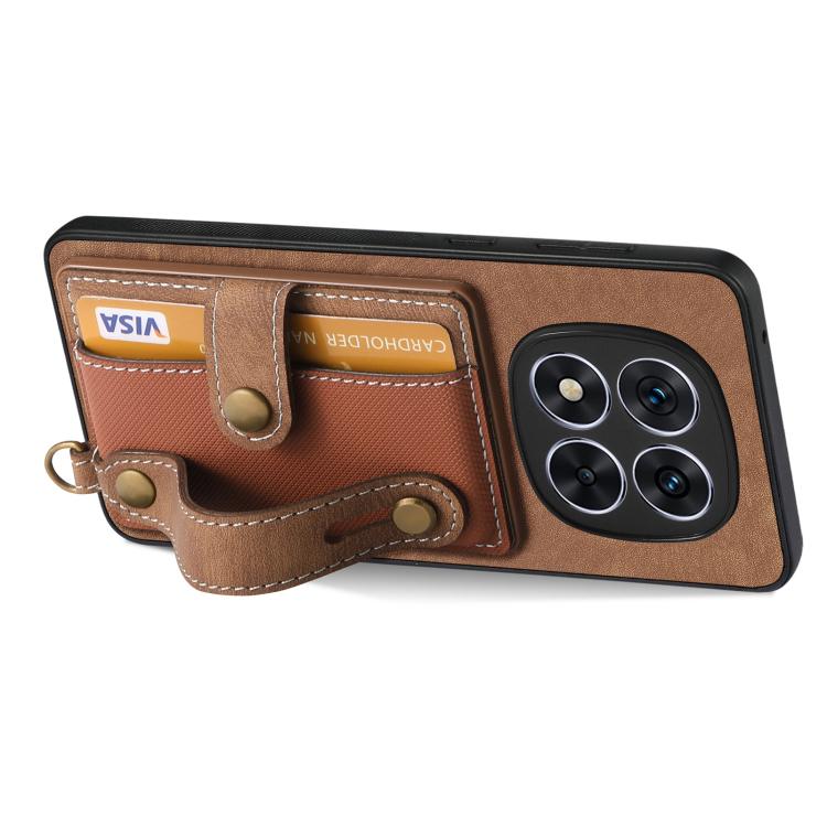 For Redmi Note 15 Pro 5G Retro Cross Wristband Wallet Leather Back Phone Case