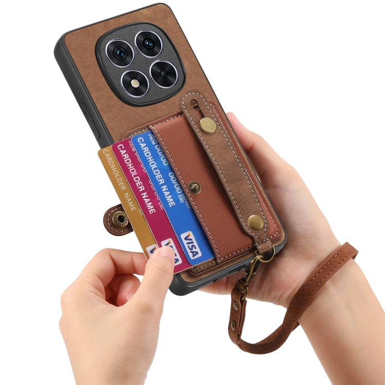 For Redmi Note 15 Pro 5G Retro Cross Wristband Wallet Leather Back Phone Case