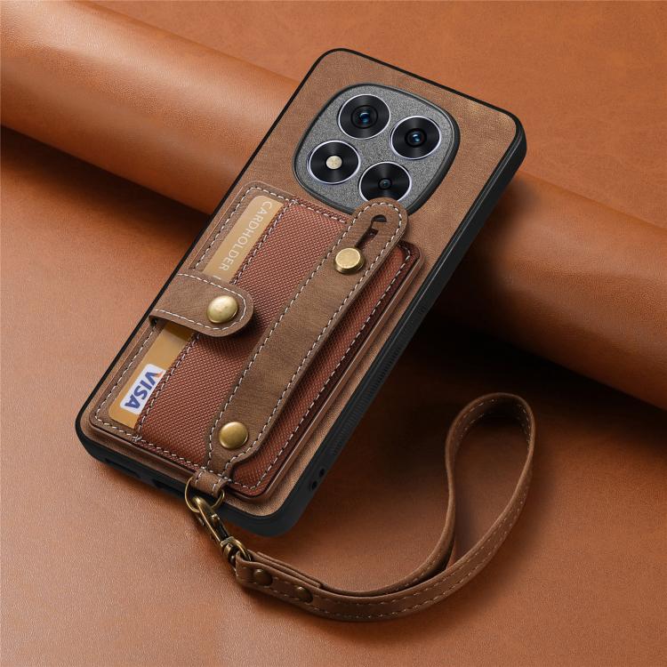 For Redmi Note 15 Pro 5G Retro Cross Wristband Wallet Leather Back Phone Case