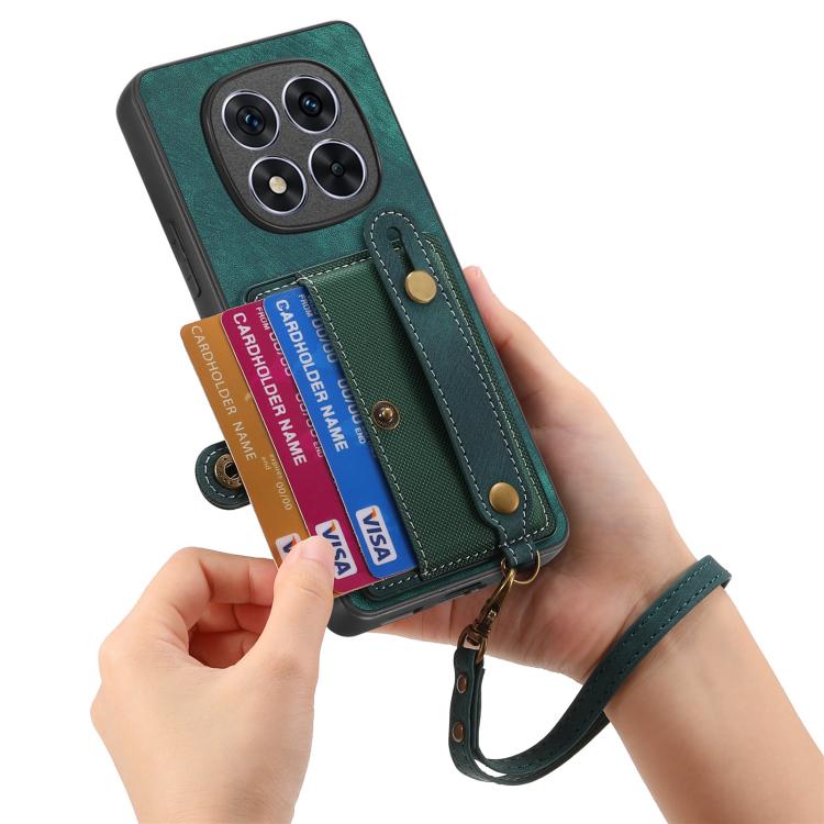 For Redmi Note 15 Pro 5G Retro Cross Wristband Wallet Leather Back Phone Case
