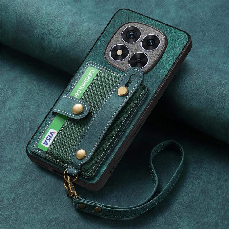 For Redmi Note 15 Pro 5G Retro Cross Wristband Wallet Leather Back Phone Case