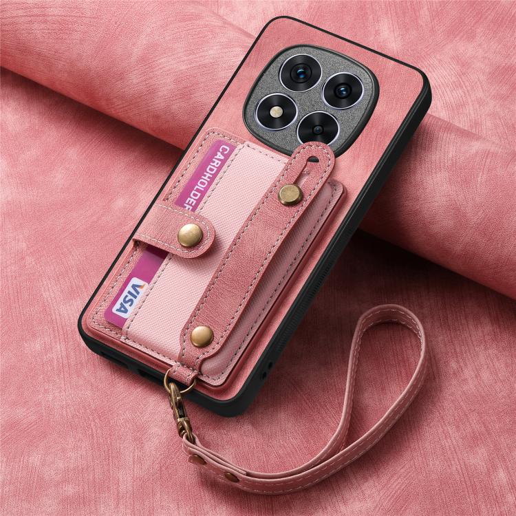 For Redmi Note 15 Pro 5G Retro Cross Wristband Wallet Leather Back Phone Case