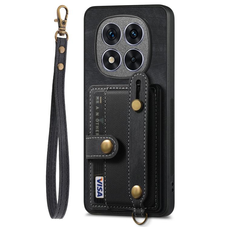 For Redmi Note 15 Pro 5G Retro Cross Wristband Wallet Leather Back Phone Case