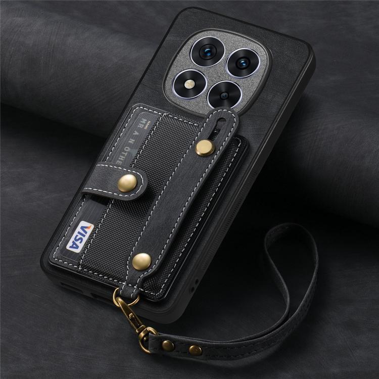 For Redmi Note 15 Pro 5G Retro Cross Wristband Wallet Leather Back Phone Case