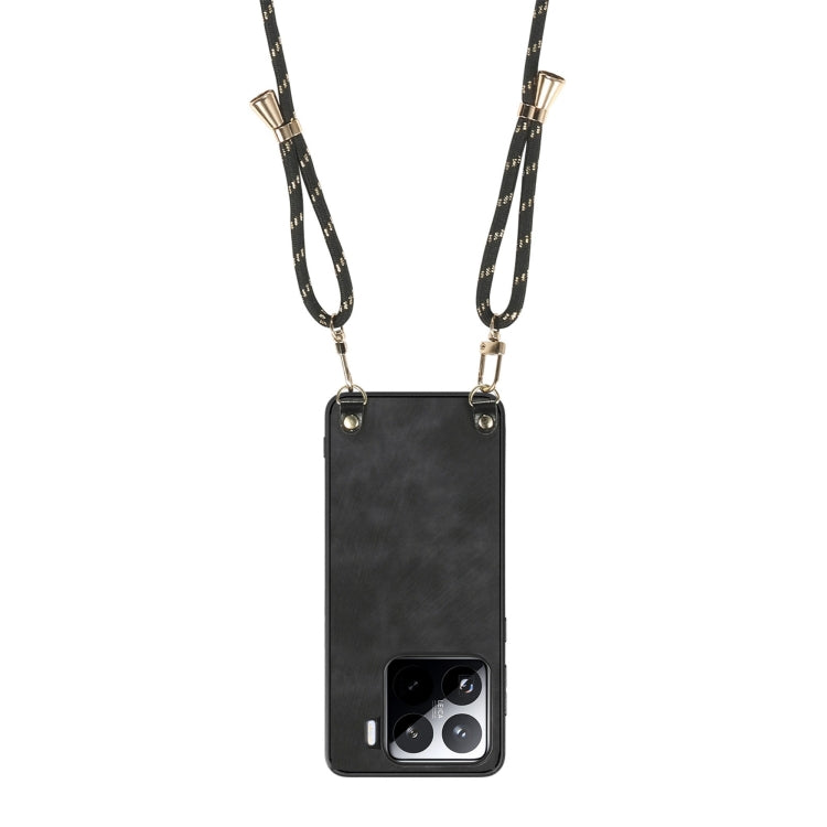 For Xiaomi 15 Pro Vintage Leather PC Back Cover Phone Case with Crossbody Strap