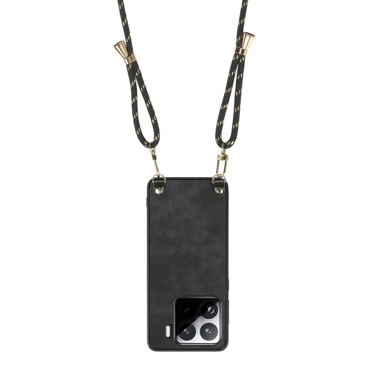 For Xiaomi 15 Vintage Leather PC Back Cover Phone Case with Crossbody Strap