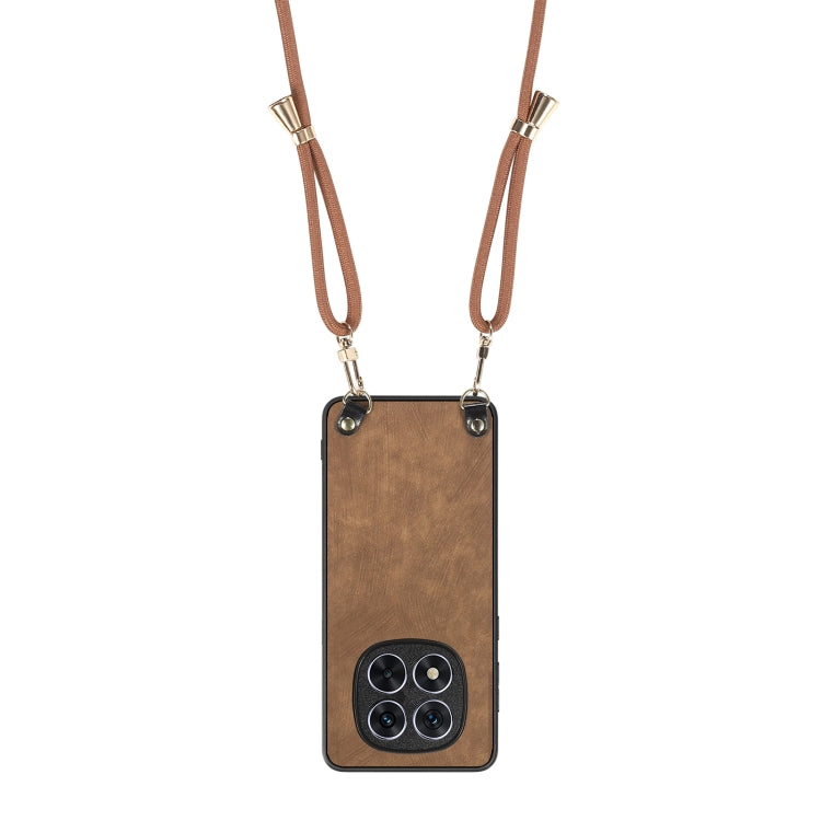 For Xiaomi Redmi Note 14 Pro 5G Vintage Leather PC Back Cover Phone Case with Crossbody Strap