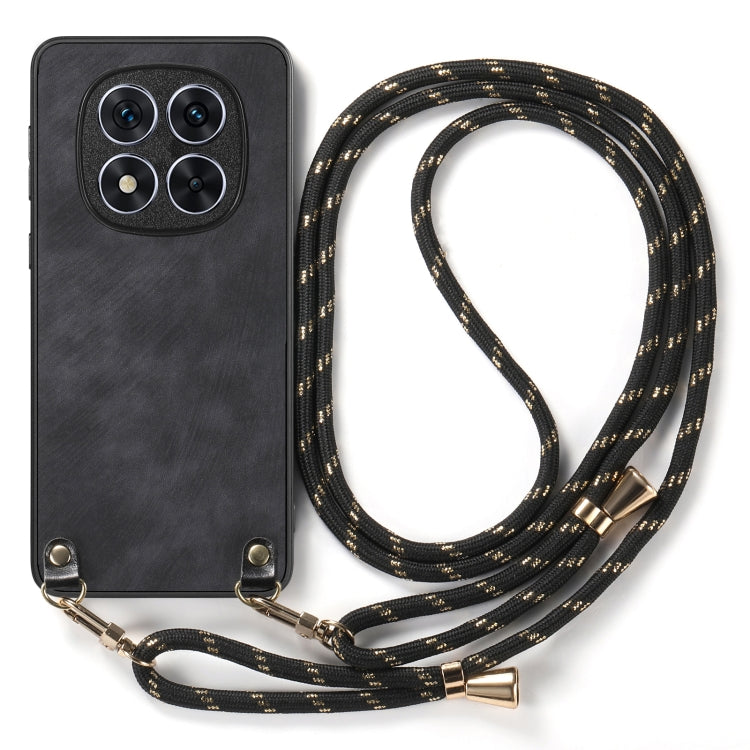For Xiaomi Redmi Note 14 Pro 5G Vintage Leather PC Back Cover Phone Case with Crossbody Strap
