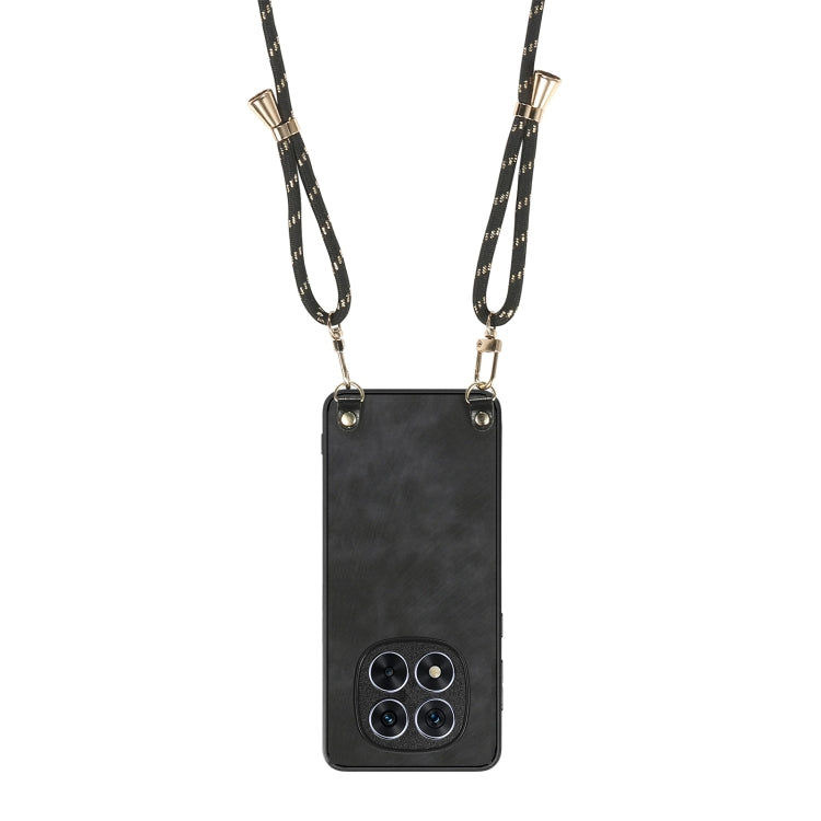 For Xiaomi Redmi Note 14 Pro 5G Vintage Leather PC Back Cover Phone Case with Crossbody Strap
