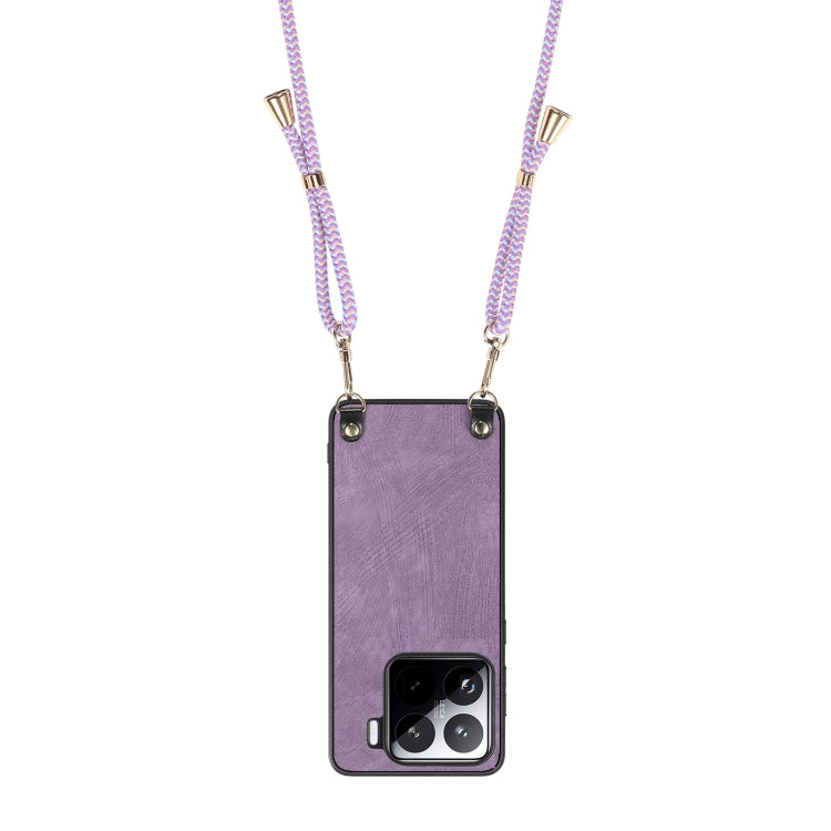For Xiaomi 14 Vintage Leather PC Back Cover Phone Case with Crossbody Strap