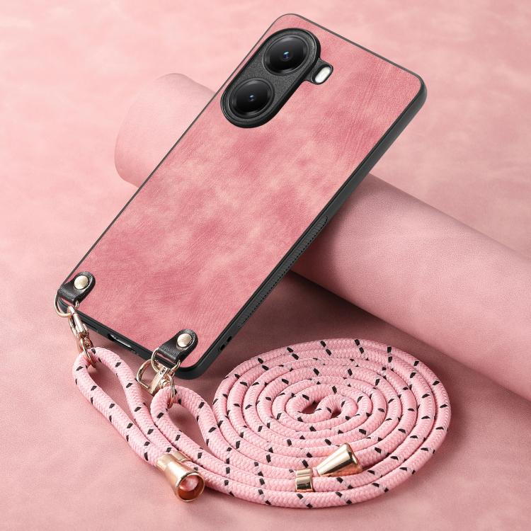 For Redmi Turbo 4 Vintage Leather PC Back Cover Phone Case with Crossbody Strap