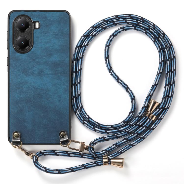 For Redmi Turbo 4 Vintage Leather PC Back Cover Phone Case with Crossbody Strap