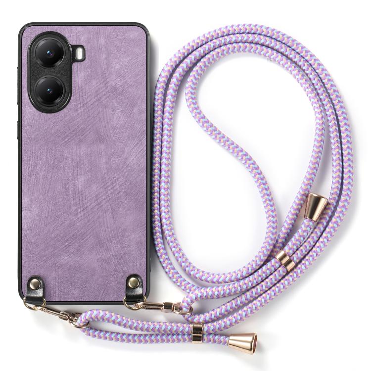 For Xiaomi Poco X7 Pro Vintage Leather PC Back Cover Phone Case with Crossbody Strap