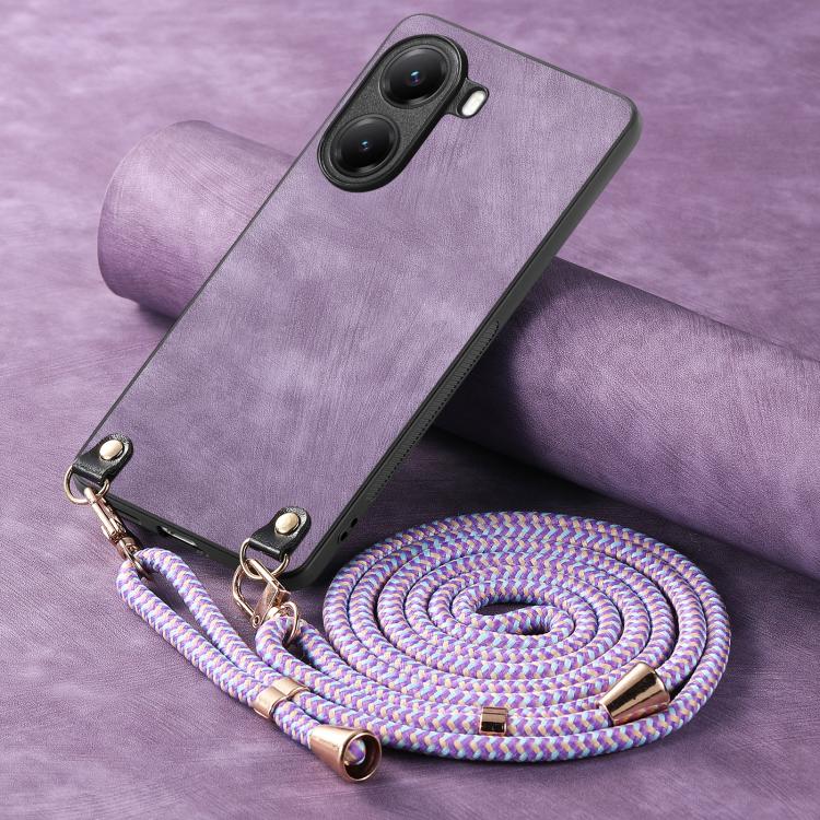 For Xiaomi Poco X7 Pro Vintage Leather PC Back Cover Phone Case with Crossbody Strap