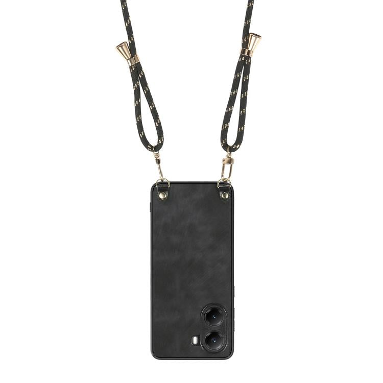 For Xiaomi Poco X7 Pro Vintage Leather PC Back Cover Phone Case with Crossbody Strap