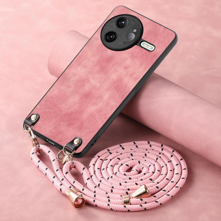 For Redmi K80 / Poco F7 Pro Vintage Leather PC Back Cover Phone Case with Crossbody Strap