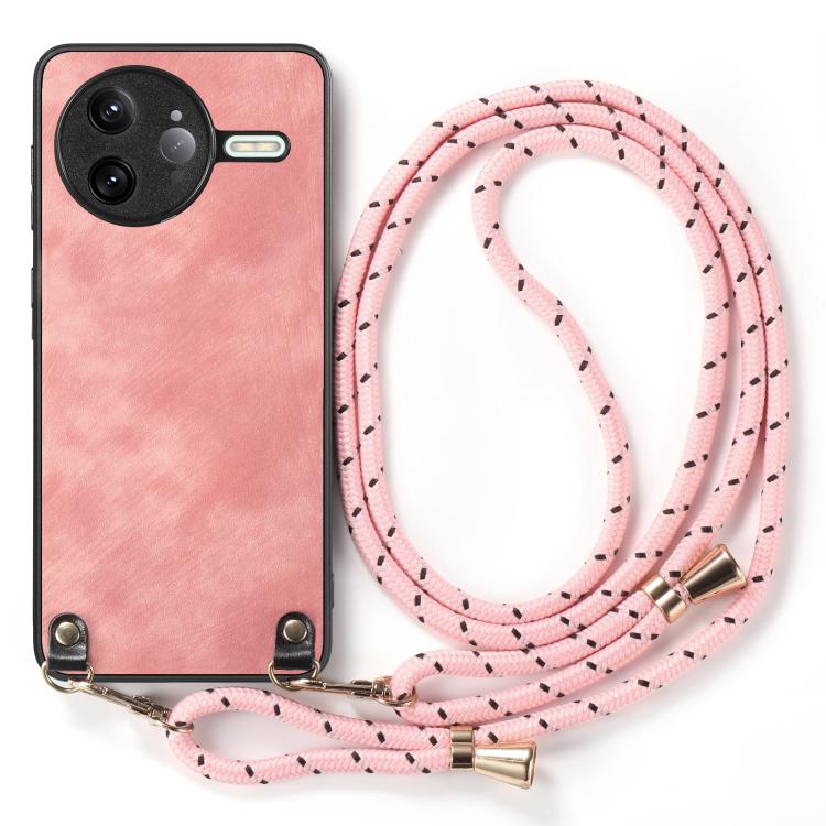 For Redmi K80 Pro / Poco F7 Ultra Vintage Leather PC Back Cover Phone Case with Crossbody Strap