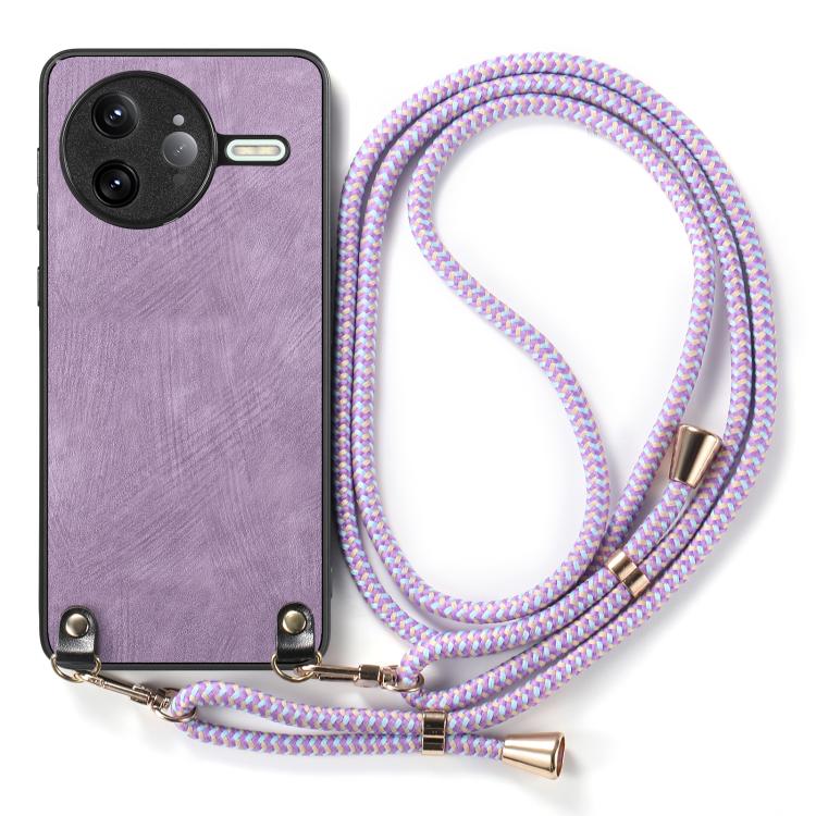 For Redmi K80 Pro / Poco F7 Ultra Vintage Leather PC Back Cover Phone Case with Crossbody Strap
