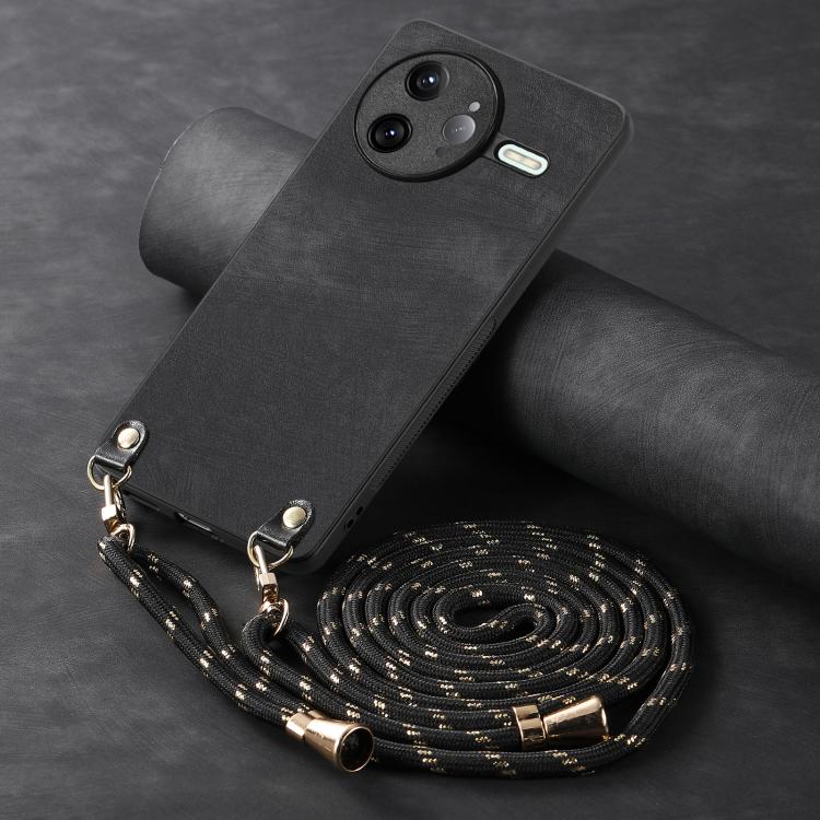 For Redmi K80 Pro / Poco F7 Ultra Vintage Leather PC Back Cover Phone Case with Crossbody Strap