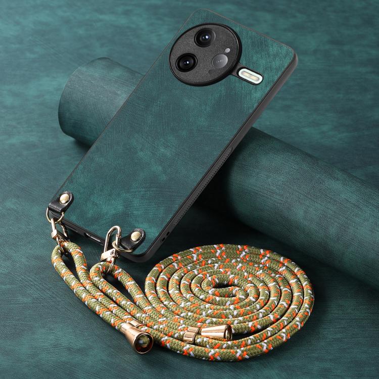 For Redmi K80 Pro / Poco F7 Ultra Vintage Leather PC Back Cover Phone Case with Crossbody Strap